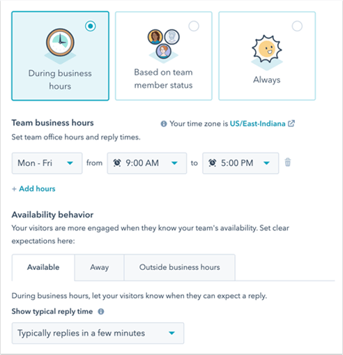 HubSpot live chat beschikbaarheid