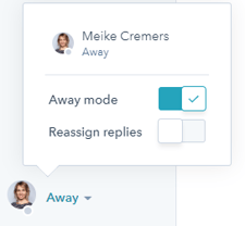 HubSpot live chat away mode