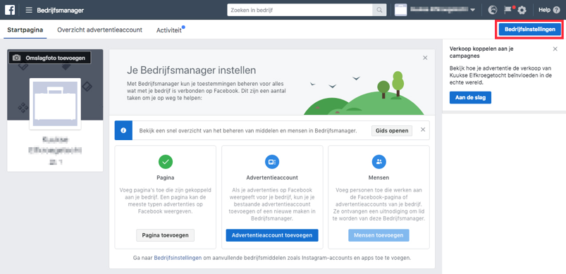 Een advertentieaccount aanmaken in Facebook Business manager 